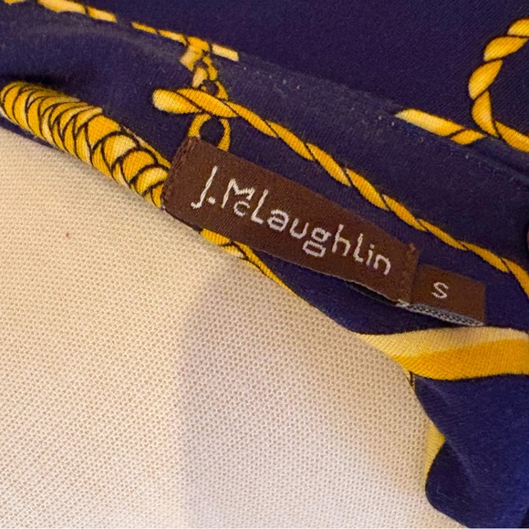 J.McLaughlin - S - Navy and Gold Chain Print Dress - Picture 3 of 3